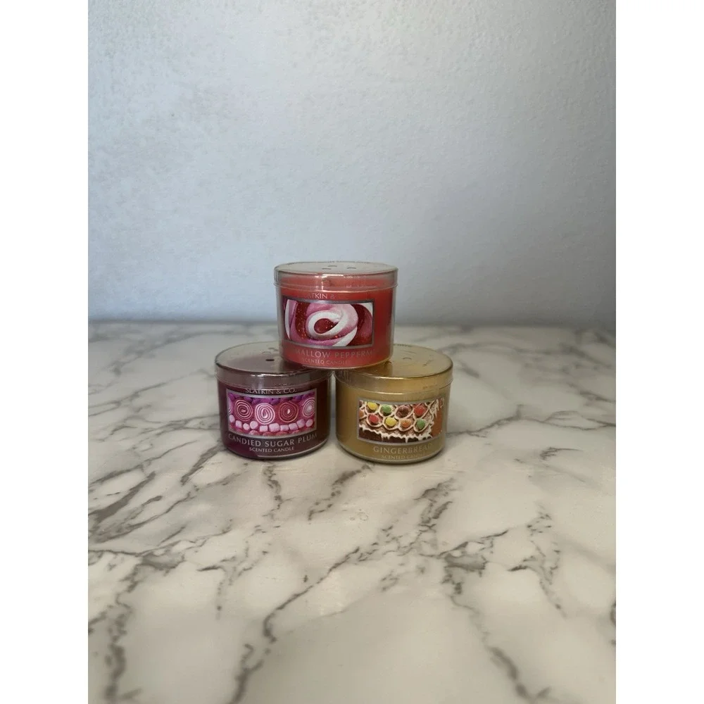 3 Bath & Body Slatkin &‎ Co Mini Holiday Scent Candles. Gingerbread. 1.6oz